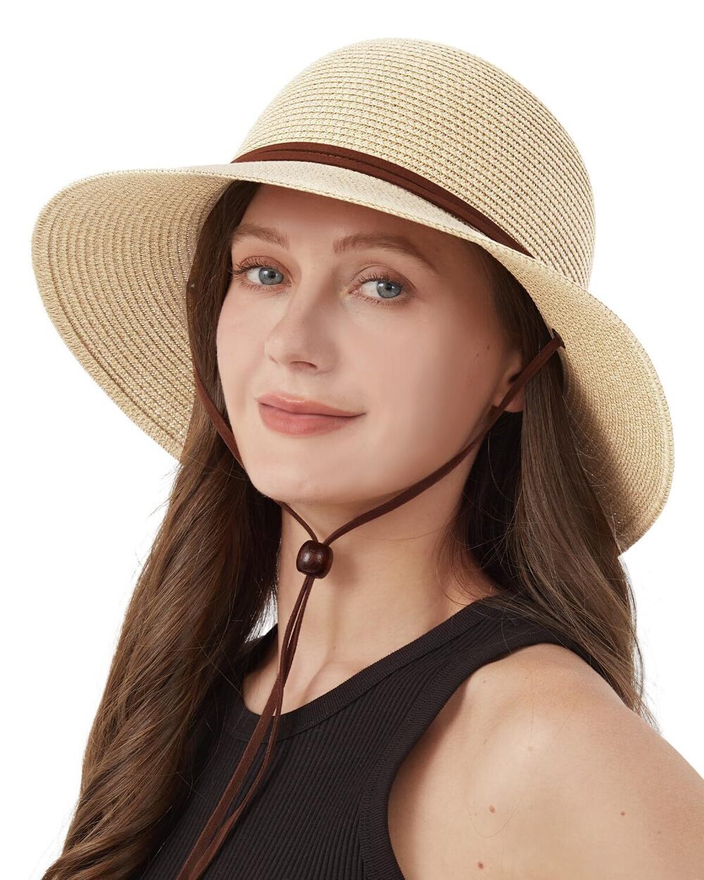 6995 Oversize XXL Sun Hat with Wind Lanyard Large UPF Straw Hat,Floppy Wide